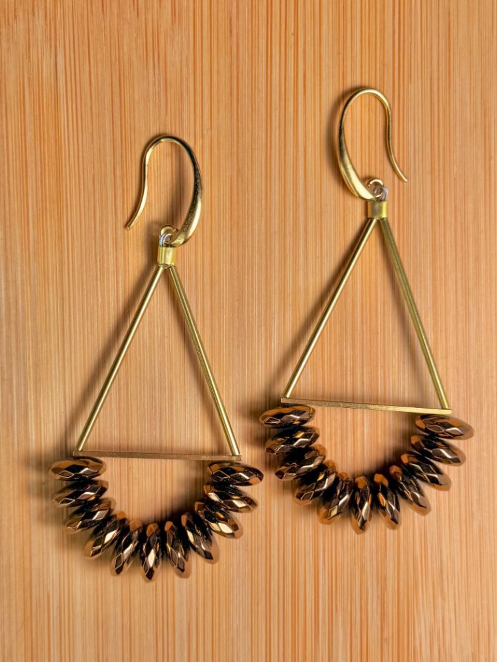 David Aubrey geometric beaded drop earrings  with 18k gold plated hooks